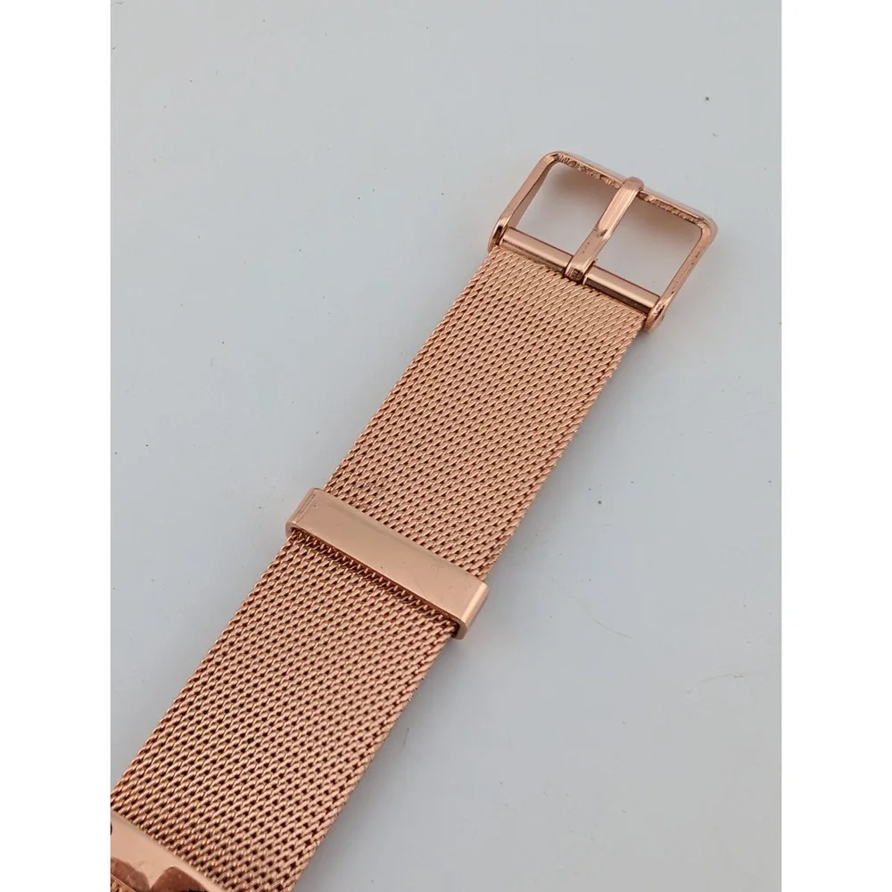 Geneva Watch Women 34mm Case Rose‎ Gold Mesh Metal Band- New Battery